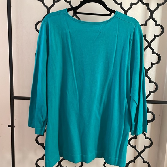 NWT Talbots Turquoise Knit Pullover Top - Picture 2 of 6